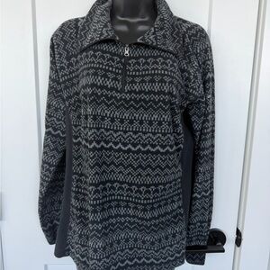 COLUMBIA WOMENS  FLEECE  pull-on 1/4 zip warm top- Large 
a black & grey color